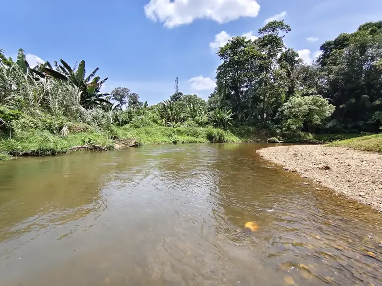 Sungai cetek di Laman Pok Nik dengan tebing berbatu